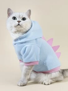 1入組恐龍設計寵物連帽衫 - 淺藍色 - 查看 7