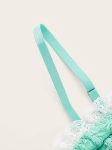 ROMWE Kawaii Floral Lace Lace-up Bralette - Mint Green - View 3