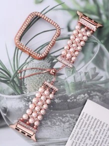 1入組珍珠手環錶帶適用於Apple Watch和1入組殼套 - 玫瑰金 - 查看 1