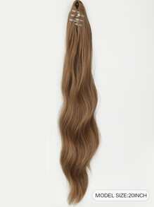 Claw Clip Long Curly Ponytail Synthetic Hair Extension - Light Brown - View 2