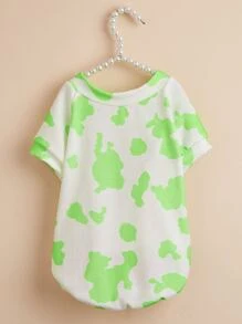 1pc Cartoon Graphic Pet Tee - Green - View 4