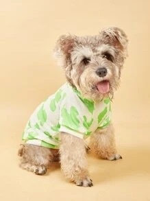 1pc Cartoon Graphic Pet Tee - Green - View 1