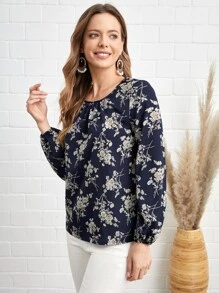 EMERY ROSE Blusa con estampado floral de manga farol - Multicolor - Ver 3
