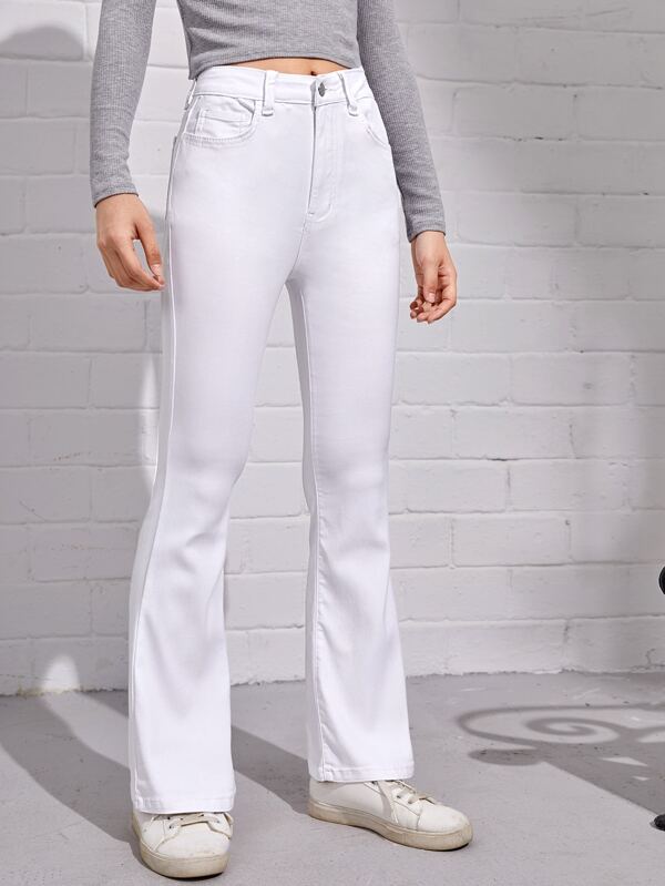 SHEIN Teen Girls Slant Pocket Flare Leg Jeans SHEIN USA