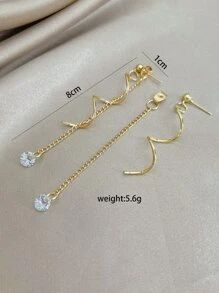 Bông tai thả xoắn ốc & rhinestone - Vàng - Xem 4