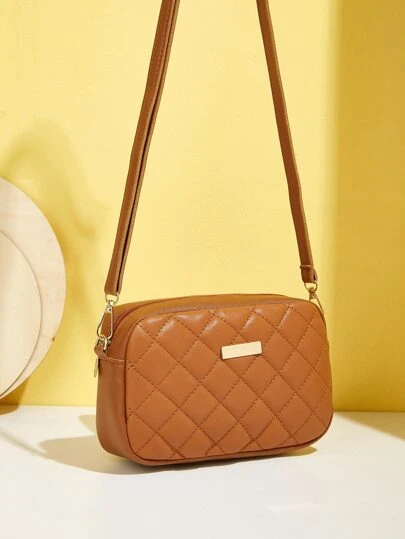 Nueva bolsa cruzada tipo mini de moda, acolchada con patrón de diamantes