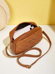 Fashionable New Quilted Diamond-Patterned Crossbody Mini Bag - Brown - View 5