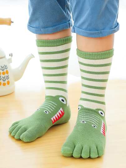Vớ ngón chân có họa tiết kẻ sọc & phim hoạt hình dành cho trẻ mới biết đi