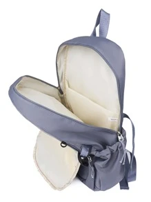 字母貼花裝飾防水功能背包帶零錢包書包適合研究生、青少年女孩、新生、大二、初中和高中學生、大學和高中，非常適合戶外、旅行和返校 - 藍色 - 查看 4