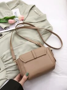 Metal Decor Flap Square Bag - Khaki - View 2