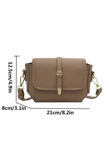 Metal Decor Flap Square Bag - Khaki - View 6