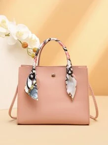 迷你絲巾裝飾方包 - 粉色 - 查看 2