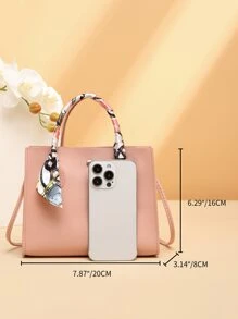 迷你絲巾裝飾方包 - 粉色 - 查看 5