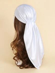 1入組多色純色90平方頭巾，適用於日常佩戴，可用作髮帶、頭帶，裝扮形象的理想選擇 - 白色 - 查看 11