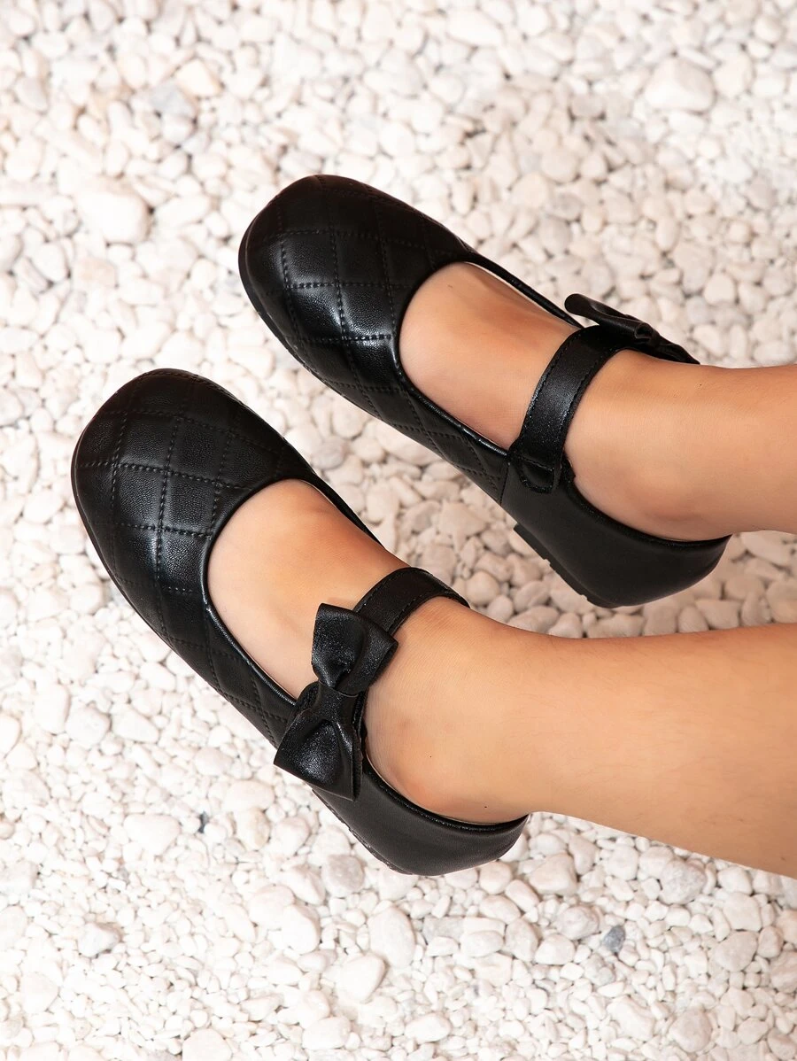 Mädchen Flats mit Schleife Dekor, Stich Detail - Schwarz - Übersicht 1