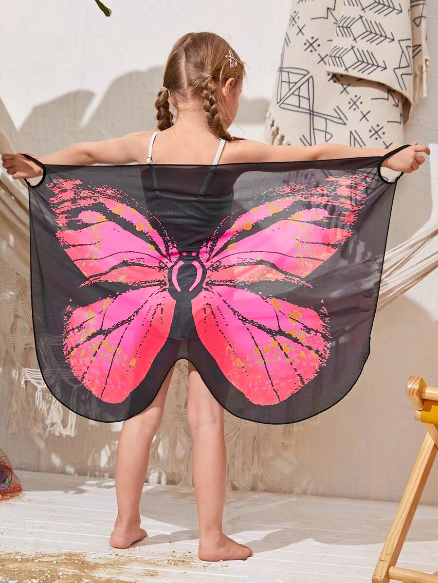 小女童蝴蝶圖案罩衫不附比基尼 - 彩色 - 查看 1