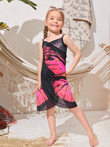 小女童蝴蝶圖案罩衫不附比基尼 - 彩色 - 查看 2