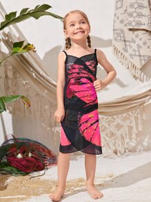 小女童蝴蝶圖案罩衫不附比基尼 - 彩色 - 查看 3