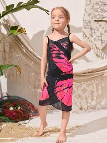 小女童蝴蝶圖案罩衫不附比基尼 - 彩色 - 查看 4