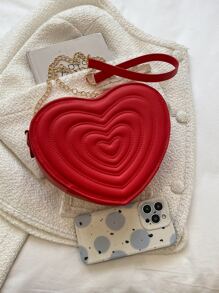 Mini霓虹紅色拼接心形鍊條新穎包裝,任何包包、禮物、搭配都很完美。非常適合作為連衣裙、婚紗、正式女裝、晚禮服、舞會禮服、生日裙等服飾搭配。最美的情人節禮物,適合女友、女士使用,非常適合購物和日常使用 - 紅色 - 查看 5