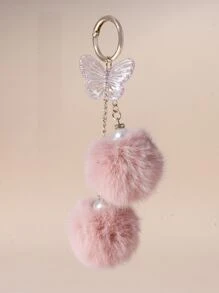 Butterfly & Pom Pom Charm Keychain For back to school - Multicolor - View 2