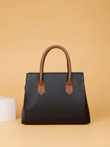 Crocodile Embossed Skinny Scarf Decor Tote Bag - Black - View 6