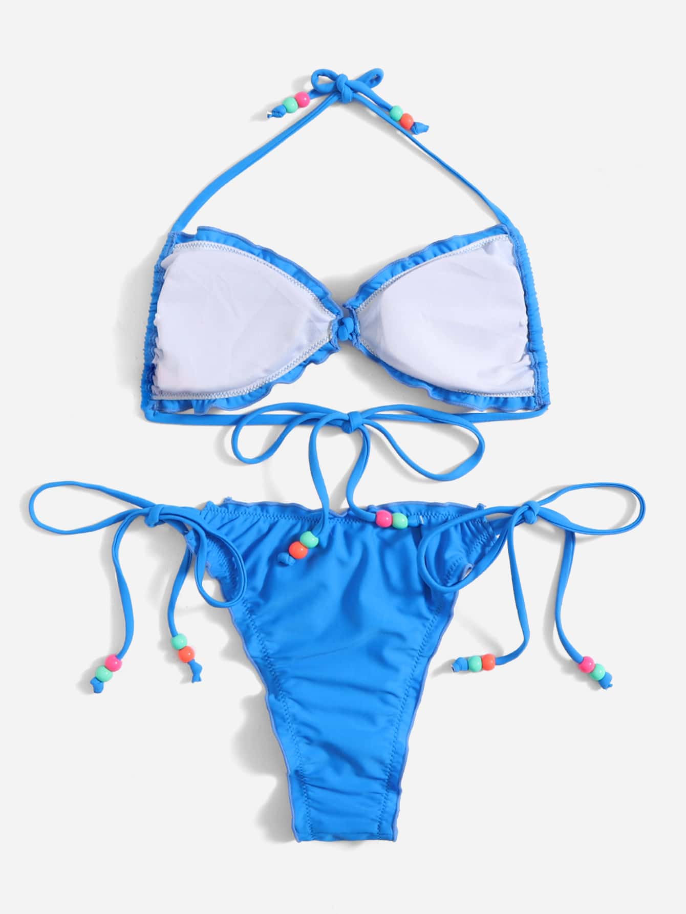 Lo nuevo en Conjunto de bikini de verano sólido con volantes