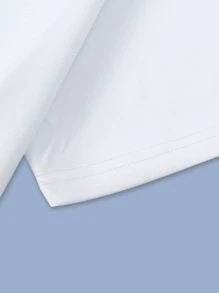 Manfinity Homme Hombres Camiseta con estampado de letra - Blanco - Ver 4