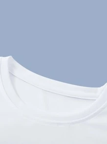 Manfinity Homme Hombres Camiseta con estampado de letra - Blanco - Ver 3