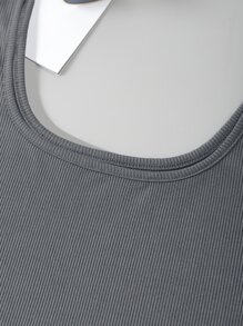 INAWLY 素色短款背心 - 深灰色 - 查看 4