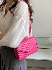 Waterproof,Lightweight,Business Casual Mini Neon Pink Chevron Flap Square Bag pink For Teen Girls Women College Students,Rookies & White-collar Workers Perfect for Office,College,Work ,Business,Commute,Outdoors, Travel, Outings