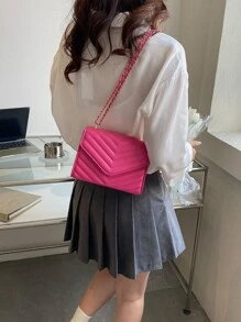 Waterproof,Lightweight,Business Casual Mini Neon Pink Chevron Flap Square Bag pink For Teen Girls Women College Students,Rookies & White-collar Workers Perfect for Office,College,Work ,Business,Commute,Outdoors, Travel, Outings