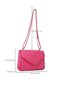 Waterproof,Lightweight,Business Casual Mini Neon Pink Chevron Flap Square Bag pink For Teen Girls Women College Students,Rookies & White-collar Workers Perfect for Office,College,Work ,Business,Commute,Outdoors, Travel, Outings