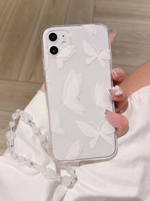 白色蝴蝶手環手機殼相容 iphone 15/15promax/15pro/15plus/11/12/13/14promax/xs/xr/11pro/11promax/12pro/12promax/13pro/13promax/7plus/14pro/14promax/14plus/77plus 8plus/8/se2 軟封面 - 白色 - 查看 4