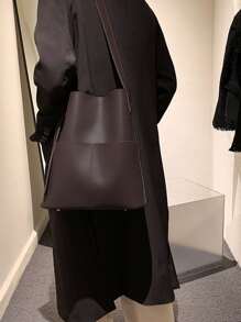 Lightweight,Business Casual Minimalist Adjustable Strap Square Bag For Teen Girls Women College Students,Rookies & White-collar Workers Perfect for Office,College,Work ,Business,Commute,Outdoors, Travel, Outings - Coffee Brown - View 2