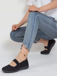 Women's Mesh Sneakers, Breathable, Lightweight, Comfortable Running Shoes, Round Toe, Spring, Work Shoes - Black - View 3