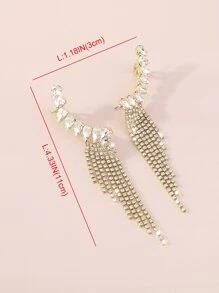 Mydear 1 对优雅流苏水滴水钻吊坠耳环，适合女性日常、派对和活动佩戴 - 金黃色 - 查看 3