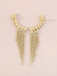 Mydear 1 对优雅流苏水滴水钻吊坠耳环，适合女性日常、派对和活动佩戴 - 金黃色 - 查看 4