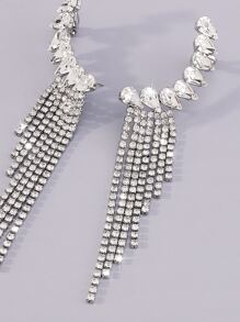 Mydear 1 对优雅流苏和水钻水滴吊坠耳环，适合女性日常、派对和活动佩戴