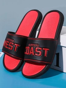 男士字母細節時尚拖鞋黑色 - 黑色 - 查看 5