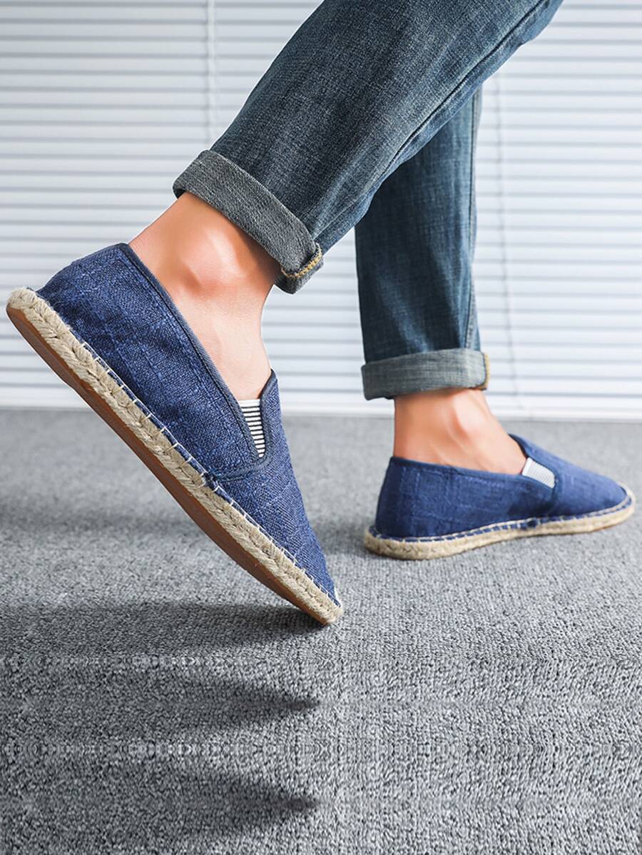 Men Canvas Espadrille Loafers - Blue - View 1