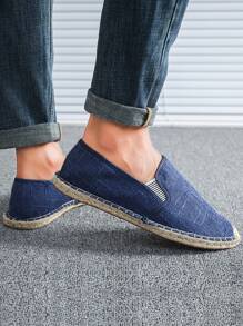 Men Canvas Espadrille Loafers - Blue - View 2