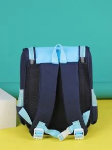 Boys Cartoon & Letter Graphic Backpack Without Bag Charm - Blue - View 2