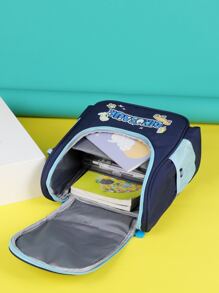 Boys Cartoon & Letter Graphic Backpack Without Bag Charm - Blue - View 5