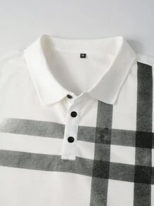 Manfinity Men Plaid Print Polo Shirt - White - View 3