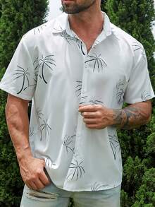 Manfinity RSRT 男士熱帶圖案襯衫 - 白色 - 查看 5