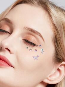 1張蝴蝶水鑽面部紋身貼紙 - 彩色 - 查看 2