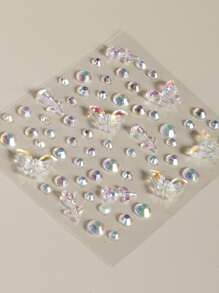 1張蝴蝶水鑽面部紋身貼紙 - 彩色 - 查看 5