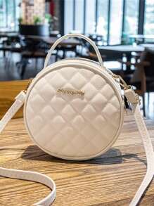 Túi hình tròn chần bông trang trí bằng kim loại - trắng - Xem 1