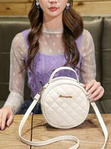 Túi hình tròn chần bông trang trí bằng kim loại - trắng - Xem 4